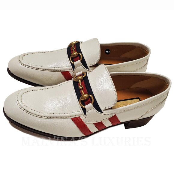 GUCCI SHOES ADIDAS TRIO STRIPE TREFOIL WHITE WEB HORSEBIT LOAFER sz 7.5 8 - Picture 5 of 15